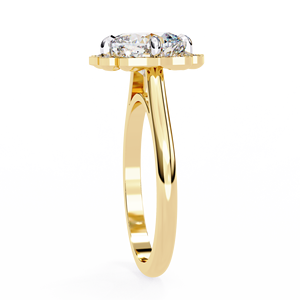 3.50ct Cushion Cut Lab Grown Diamond Engagement <b>Ring</b> 18K Gold Vermeil Floral Scalloped Petal Halo Wedding <b>Ring</b> <b>Statement</b> <b>Ring</b> - Product Image 6