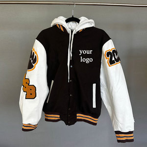 Custom Men Varsity <b>Jacket</b> <b>Winter</b> Baseball Bomber <b>Leather</b> Sleeves Embroidered Logo High School Streetwear. - Product Image 1
