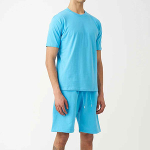 Breathable Lightweight Men's Summer Shorts <b>Set</b> Best Style New Article Stand Collar Shirt Terry Fabric OEM Service Solid Pattern - Product Image 4