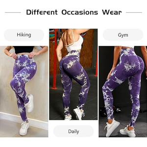 Leggings de Yoga de Cintura Alta para Mujer, Teñidos con Técnica Tie Dye, Largos, Elásticos, Tejidos, Ropa Deportiva, Pantalones Activos - Product Image 3