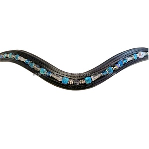 Cuir Adams International Horse Brow Band de haute qualité avec fabricant de grossiste décoratif en cristal Bling - Product Image 4