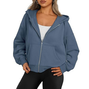 Vente en gros Sweat à capuche zippé intégral en polaire douce, coupe oversize à épaules tombantes, pour femme, idéal pour l'entraînement et le fitness - Product Image 5