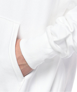 Sweat-shirt à capuche oversize blanc pour homme, manches régulières, couleur unie, décontracté, 100% coton - Product Image 4