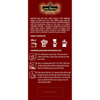 Café moulu Arabica King Coffee, mélange gourmet, 500g, torréfaction intense, qualité supérieure, prix compétitif, vente en gros, export