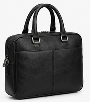 Gravs - Maletín Grande de Cuero Genuino Negro para Portátil, Estilo Retro, para Oficina, Trabajo Diario, Impermeable, Duradero y Elegante