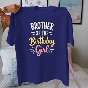 T-shirt pour femme BROTHER of the Birthday Girl, imprimé décontracté, tricoté 100% coton, coupe confortable - Product Image 4