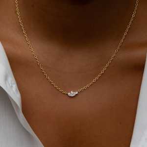 Elegant Cluster Pendant <b>Necklaces</b> 14K 18K <b>Solid</b> Gold Lab Grown Diamond Pear Round Cut Jewelry Prong Set Cable Chains Wholesale - Product Image 2