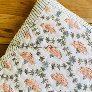 Funda de Cojín Cuadrada Decorativa de Algodón con Estampado a Mano Indio, Acolchada, 40 x 40 cm - Product Image 3