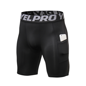 Shorts de compression rouges pour hommes avec poche latérale, séchage rapide, coupe sportive, taille élastique, longueur mi-cuisse, en Spandex et Polyester - Product Image 2