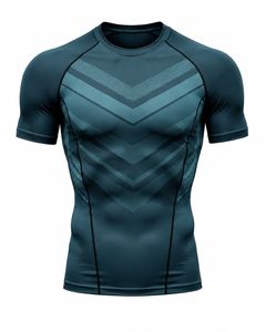 Camiseta de Compresión de Manga Corta para Hombre, Secado Rápido, Corte Ajustado, Deportiva, Cuello Redondo, Transpirable, con Bloques de Color - Product Image 3