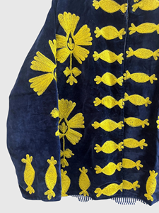 Blouson en velours brodé à la main avec col mandarin, manches longues, taille plus, vêtements d'automne pour femmes, longueur normale pour adultes - Product Image 2