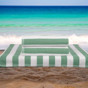 Striped Green <b>White</b> Cotton <b>Bath</b> <b>Towel</b> Set Rectangular Home Use <b>Towels</b> - Product Image 4