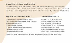 Cable Under Floor Jointless Heating Cable - Product Image 2