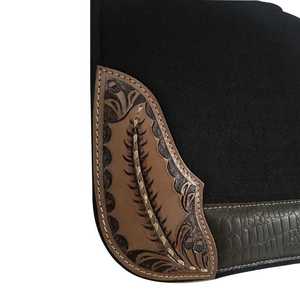 Tapis de selle professionnel en feutre de laine occidental, équipement d'équitation haut de gamme, renforcé en cuir, vente en gros, fabricant d'usine - Product Image 2