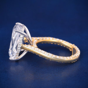 3 ct elongated <b>cushion</b> cut 925 silver gold plated moissanite diamond wedding engagement proposal ring <b>for</b> women - Product Image 3