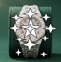 Montre élégante de luxe à mouvement automatique en acier inoxydable avec cadran en cristal, 41 mm, analogique-numérique, style Hip Hop glacé, avec moissanite et pièces de monnaie de collection