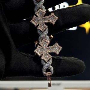 HIPHOP SPARKLE Cross <b>Infinity</b> Iced Two-Tone Rose Gold White Gold Plated 925 Sterling Silver Moissanite Chain Link Gift - Product Image 6