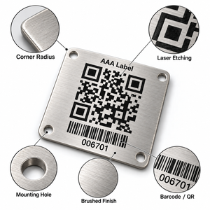 Etiquetas Metálicas con Código QR, Etiquetas de Número de Serie de Aluminio Personalizadas para el Seguimiento de Equipos Industriales OEM - Product Image 4