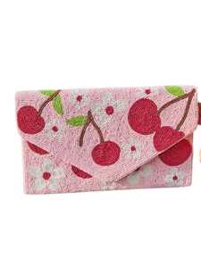 Bolso de mano tipo sobre con cuentas de sandía rosa, cartera de noche con cuentas de semillas de frutas, bolso de verano, cartera de pulsera para fiesta para mujer - Product Image 5