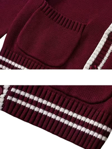 Boy Girl High School Uniform Canvas Cardigan Sweater Soft V-Neck Knitted Jacket New Spring Autumn Kids' School Attire - Product Image 5