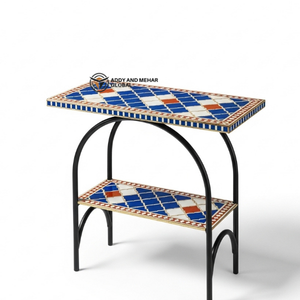 Mesa Taburete con Incrustaciones de Hueso Azul Rey – Mesa Auxiliar Decorativa Hecha a Mano para Sala de Estar y Dormitorio - Product Image 6