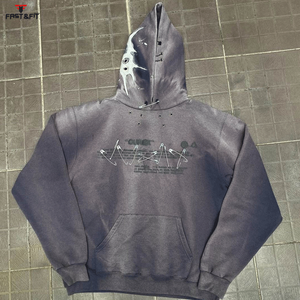 Sudadera con Capucha para Hombre al Mejor Precio, con Mangas Largas, Cómoda, de Invierno, de Forro Polar Sólido, Transpirable, Lavada al Ácido, Bordada, Teñida Lisa - Product Image 3