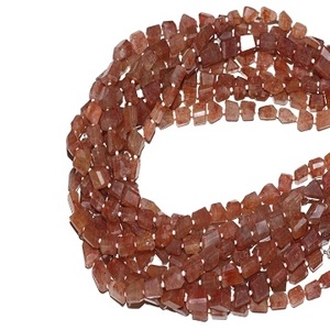 Pepitas facetadas de cuarzo fresa Natural de grado AAA de 1 hebra de 14 \ "de largo, hermosas cuentas Stonr para fabricación de joyas hechas a mano - Product Image 1