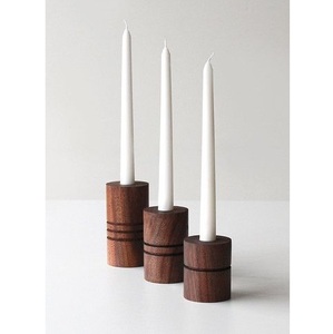 Juego de Portavelas de Madera Ecológico, Decoración Rústica y Elegante para Centro de Mesa - Product Image 2