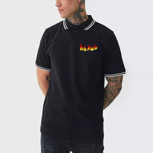 Camiseta polo personalizada con cuello en V para hombre, de algodón 100% grueso, corte holgado, manga larga, impresión digital, logotipo personalizado. - Product Image 1