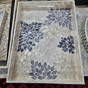 ถาดฝังมุกทำมือจาก PERFECT ENTERPRISES |   ถาดเสิร์ฟโมเสคเปลือกหอยหลากสี - Product Image 4