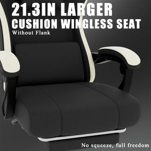 Silla de Juego Ergonómica con Cojín de Muelles Ensacados, Reposapiés, Soporte Lumbar Ajustable, Tela Transpirable y Resistente, Silla para Computadora - Product Image 6