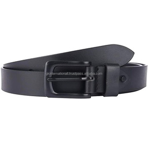 เข็มขัดลำลองหนังแท้สำหรับผู้ชาย, เข็มขัดลำลองธุรกิจหัวเข็มขัดสังกะสีสีดำล้วนเข็มขัดลำลองสำหรับทุกเพศ - Product Image 4