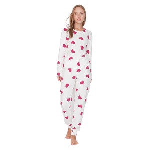 Haute qualité dames Vintage mode été nuit pyjama ensemble taille élastique fermeture respirant tricoté tissu décontracté automne printemps - Product Image 2
