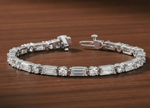 Luxury Mixed Cut Moissanite Tennis Bracelet <b>Iced</b> <b>Out</b> Hip Hop Jewellery VVS Diamond Look White Gold Shine <b>Chain</b> - Product Image 3