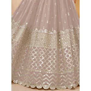 Fascinant Gris Paillettes Georgette Réception Porter Lehenga Choli - Product Image 2
