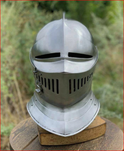 Casque de chevalier médiéval en acier calibre 18 - Product Image 2