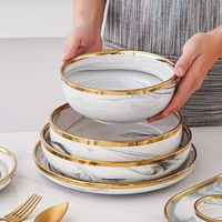 Assiettes en céramique réutilisables et services de vaisselle en porcelaine en gros, avec couleur et logo personnalisés, pour la vaisselle de fête et de mariage