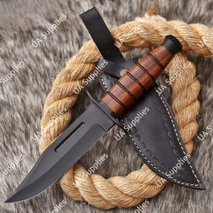 Cuchillo de Caza y Camping Profesional de Acero Inoxidable 440, Afilado como una Navaja, con Hoja Fija y Mango de Cuero con Recubrimiento de Óxido, DIY OEM - Product Image 5