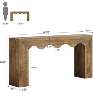 Consolle da ingresso in legno stile rustico da 63 pollici, mobile stretto per ingresso, con spazio contenitivo per divano lungo, consolle lunga da posizionare dietro il divano - Product Image 5