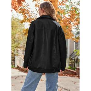 Chaqueta Bomber de cuero de gran tamaño de gamuza sintética para mujer 2025 moda de otoño patrón sólido trajes de invierno Y2K Tops - Product Image 2