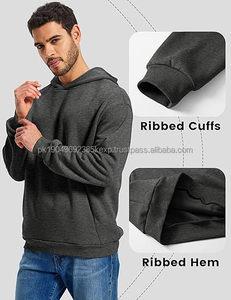 เสื้อฮู้ดดี้ทรงโอเวอร์ไซส์สไตล์วินเทจสีดำแบบยูนิเซ็กซ์ มีกระเป๋า - Product Image 4