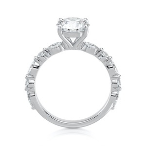 Anillo de Compromiso con Diamante Cultivado en Laboratorio de Corte Redondo de 2.80CT, Oro Blanco, Piedra Lateral Marquise, Joyería Fina para Novia, Venta al Por Mayor - Product Image 2