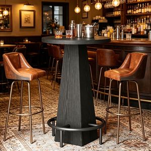 Tavolo da Bar Moderno Vintage Rettangolare in Legno e MDF con Struttura in Acciaio per Casa, Hotel, Banchetti all'Aperto, Caffè e Feste - Product Image 5