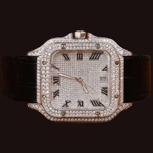 Outstanding Square Case Missanite Diamond Roman Numerals Dial <b>Black</b> Rubber Band Fashion Wristwatch for <b>Man's</b> Collection - Product Image 1