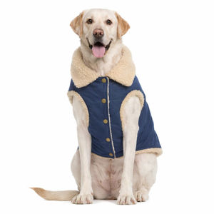 Ropa para Mascotas de Estilo Clásico, Venta Directa, Chaquetas sin Mangas con Forro Interior de Sherpa y Cierre de Botones - Product Image 1