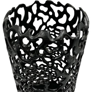 <b>Black</b> <b>Candle</b> Holder with Organic Lattice Design Durable Home Decoration Metal Lantern Style - Product Image 2