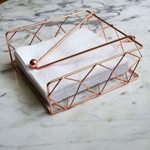 Creative Quality Iron Napkin Stand Modern Geometric Rose Gold Metal Wire Napkin Holder Dining Table Decor For Restaurant Use - Product Image 1