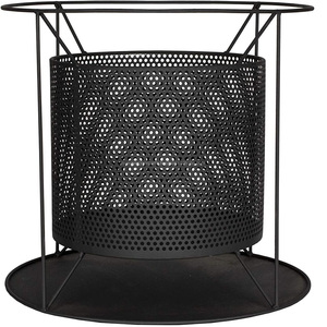 Metal <b>Fire</b> Pit with Spark Screen, Black, Perforated Design, Round Outdoor <b>Fire</b> Bowl with Stand A5 - Product Image 3
