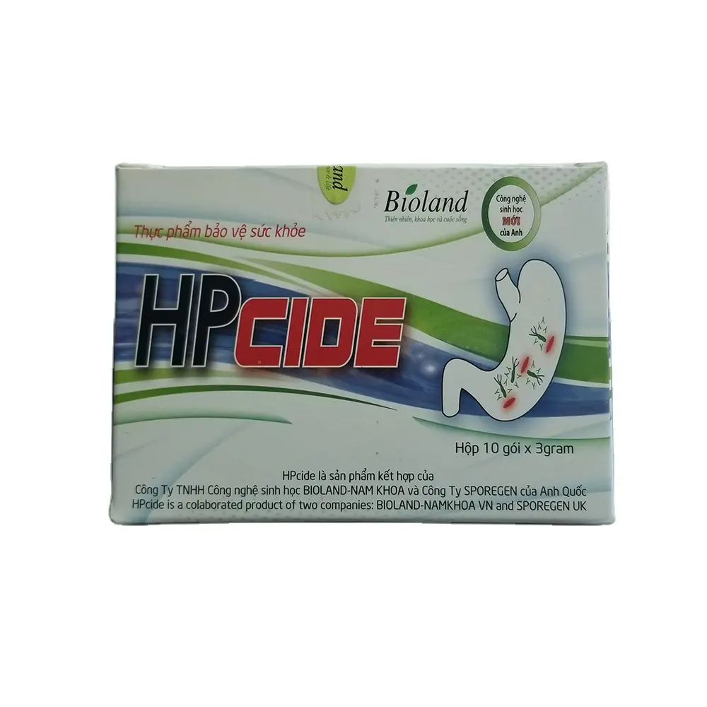胃潰瘍治療HPCideパウダーベトナムのH.pylori 10袋入りホーチミンシティボックス