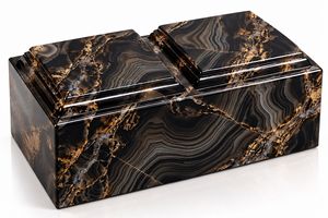 Urna Funeraria Doble Personalizada de Madera de Mango con Aspecto de Mármol Negro, Grabada a Medida, Duradera, para Dos Personas, 200 Pulgadas Cúbicas - Product Image 2